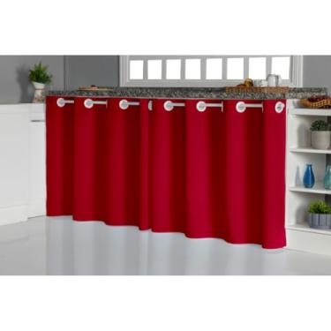Imagem de Cortina Para Pia De Cozinha Balcão Em Tecido Oxford para Proteção Contra Splashes, Complementa Decoração(vermelho,1,40x0,90)