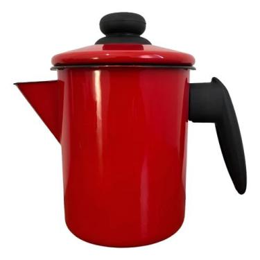 Imagem de Bule Café Chá Aço Esmaltado 1,25 Litros Tradicional Vermelho - Metallo