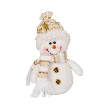 Imagem de Bonecos De Pelúcia De Natal Branco: Papai Noel E Boneco De Neve Para Á