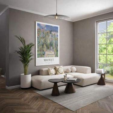 Imagem de Quadro Canvas Paisagem Jardim Monet 90x60cm Mold Preta - Quadros On-li