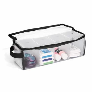 Imagem de The Organized Option Bolsa Zip & Go - Stephanie, organizador de almofadas de tinta de vinil transparente com 4 caixas internas para suprimentos de artesanato e garrafas de tinta