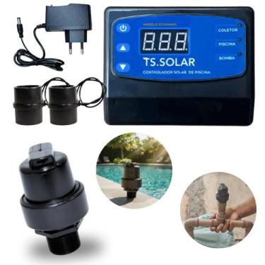 Imagem de Kit Controlador Digital TS Solar V2 Bivolt Válvula Quebra Vácuo Piscin