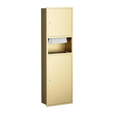 Imagem de Prateleiras de nicho de chuveiro embutidas à prova d'água com secador de mãos, organizador de armazenamento de papel higiênico e lata de lixo para banheiro, cozinha, quarto - ouro 34 x 120 x 15 cm