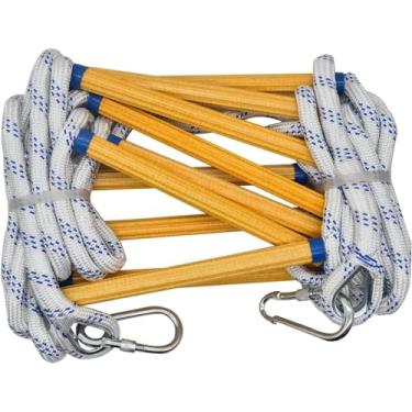 Imagem de Escada de escape de incêndio - Escada de corda de segurança com ganchos de 15 m/49,2 pés e 10 m/32,8 pés - Escape de emergência para adultos e crianças - Solução reutilizável multiuso para escapar de