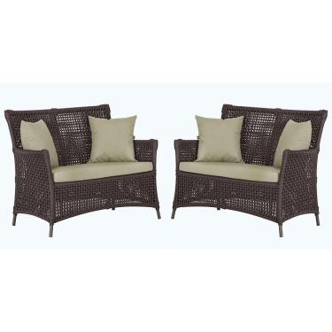 Imagem de 2 Sofás área Externa Igapó Alumínio Pintura Marrom Corda Náu Marrom