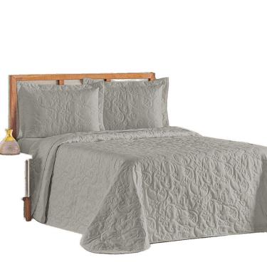 Imagem de Cobre Leito Colcha Queen Mobili 03 Peças - Cinza - 100% Poliéster