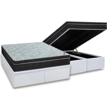Imagem de Cama Box Baú King: Colchão Molas Bonnel Ortobom Nanolastic Light + Base Crc Courano White(186X198)