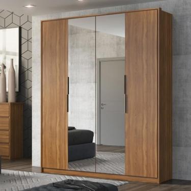 Imagem de Guarda Roupa Casal 4 Portas Com Espelho E 3 Gavetas Attore Amêndola Touch