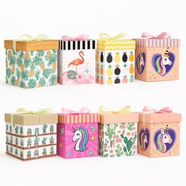 Imagem de 7 Caixas Embalagem P/ Presente De Papel 15cm Laço - Inter