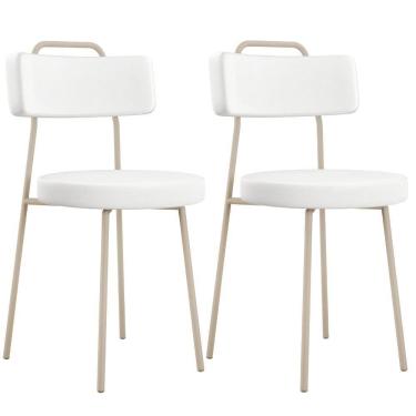 Imagem de Kit 02 Cadeiras Decorativas Estofada Sala Jantar Barcelona Arena L02 Facto Branco - Lyam