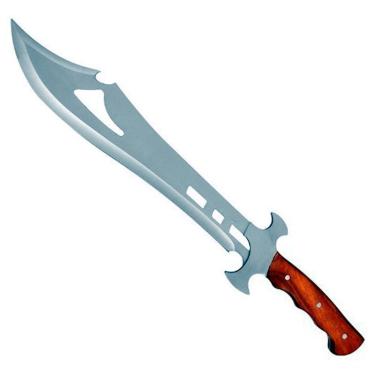 Imagem de Facão Profissional Medieval Camping 50cm para Caça e Pesca – Aço 440 + Cabo de Madeira