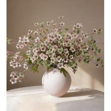 Imagem de Flores artificiais 12 peças, flores silvestres de seda sintética para vaso interno, flores falsas para buquês de casamento, arranjos de centro de mesa, decoração de chá de panela, marfim verde