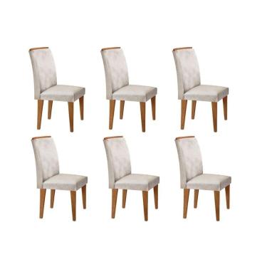 Imagem de Cadeira Sala de Jantar Lunara Kit 6 Un Imbuia/Veludo Creme - Rufato