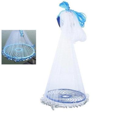 Imagem de Tarrafa Chinesa Rede Pesca Pescaria Disco Malha 5 Peixe Mar 4 Metros Multifilamento Resistente