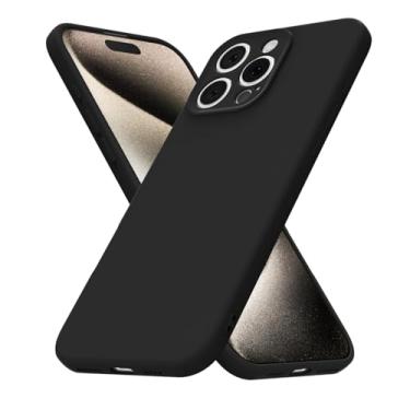 Imagem de uvcoat Capa de silicone para iPhone 15 Pro Max, capa fina de gel de borracha macia para mulheres e meninas, linda capa de telefone de TPU fosco com proteção total da câmera, design simples minimalista