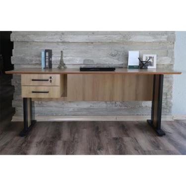Imagem de Mesa de Computador Solteiro ME-4193 c/ 2 Gavetas (1 c/ Chave) Amêndoa/