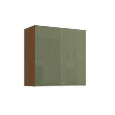 Imagem de Armário Cozinha Vibra T644 c/ 2 Portas 80cm Canela/Verde Pistache Lacc