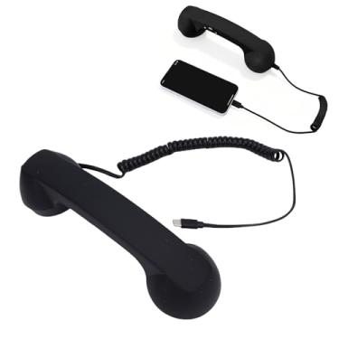 Imagem de VBESTLIFE Aparelho de Telefone retrô, Tipo C, Telefone retrô Com Fio, Estilo Receptor de Cabo Fixo para Celular, Videoconferências, Chamadas, Reuniões (BLACK)