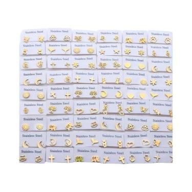 Imagem de Conjunto De 12 Pares De Brincos Mini Em Aço Inoxidável Unissex Para Us