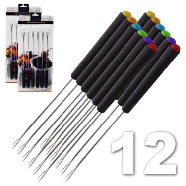 Imagem de Kit 12 Peças Garfos Espeto Para Fondue Em Inox Pontas Color - kehome