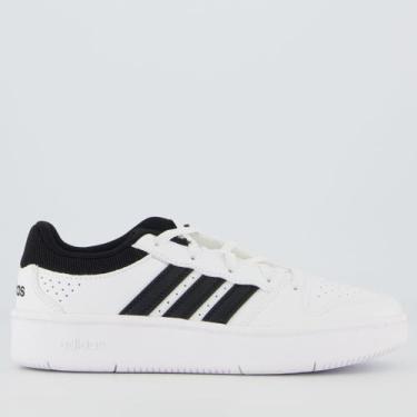 Imagem de Tênis Adidas Hoops Classic EL Infantil Branco e Preto, 30