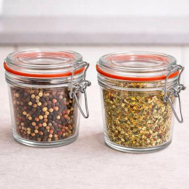 Imagem de Potes Hermético Mantimentos Trava Metal Vidro Kit 12pç 300ml