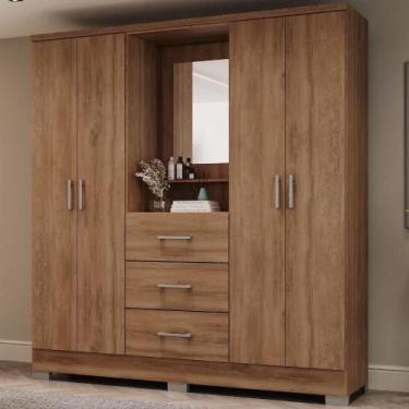 Imagem de Guarda Roupa Casal Com Espelho 4 Portas Roma Carraro Freijó - MÓVEIS C