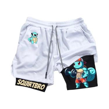 Imagem de Shorts De Treino Masculino De Algodão Branco Pokemon Squirtle, Calças 