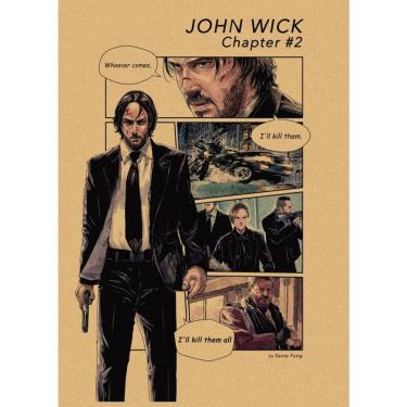 Imagem de Pôster com pintura em papel vintage de John Wick Movie 30x42cm