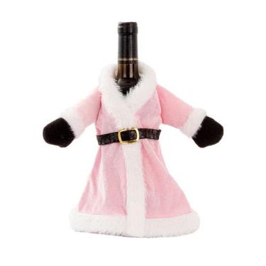 Imagem de Garrafa de vinho, bolsa de presente, capa de vestido, veludo rosa, Nat