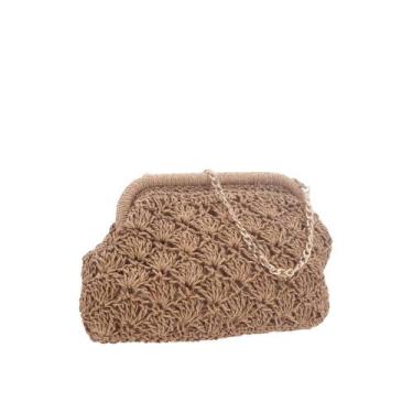 Imagem de Bolsa Festa Feminina de Crochê em Ráfia - BAUARTE, Caramelo
