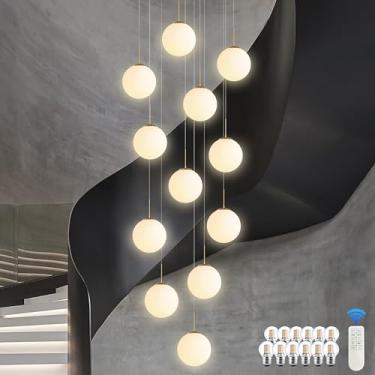 Imagem de KoKo&Yukina 12 Luzes Globo De Vidro Branco Leitoso Luminárias Pendentes De Comprimento Ajustável Luminárias Pendentes Modernas De Vidro Globo De Vidro Lustres Dourados Lustres Grandes Para Tetos Alt
