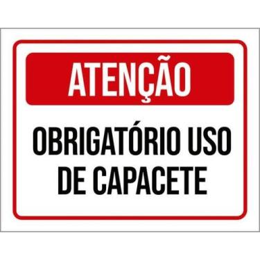 Imagem de Kit 10 Placas Sinalização - Atenção Obrigatório Capacete - Sinalizo