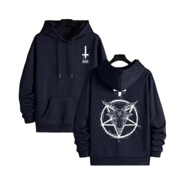 Imagem de Moletom Masculino Com Símbolo Gótico 666, Estampa Demoníaca, Estilo St