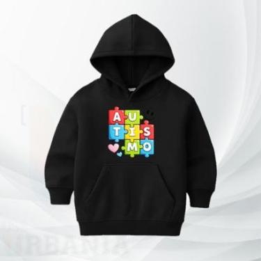 Imagem de Moletom Infantil Autismo com Capuz Moleton Canguru Flanelado Conscientização TEA Inverno-Unissex