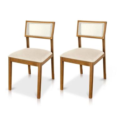 Imagem de Kit 02 Cadeiras de Jantar e Living Millie com Tela Natural Estofada Couríssimo - Desk Design