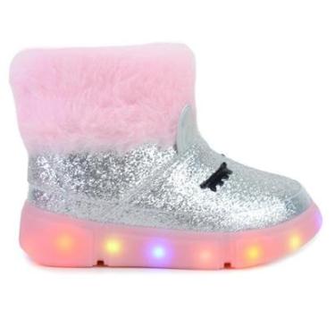 Imagem de Bota Infantil Feminina Novopé Unicórnio Prata com LED - 1411-Feminino