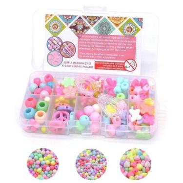 Imagem de Kit Miçangas Infantil Coloridas Pulseira Lanmax 203Pçs P