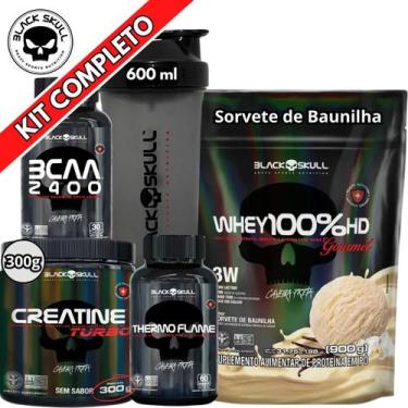 Imagem de Kit Suplemento Whey 100% HD REFIL Gourmet 900g + Creatina Turbo 300g +