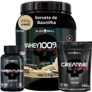 Imagem de Kit Black Skull - Whey 100% HD POTE Gourmet 450g + Creatina Monohidrat