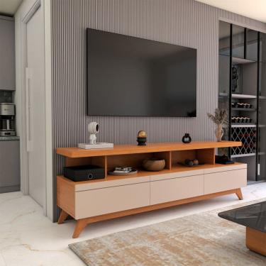 Imagem de Rack para TV Até 72 Polegadas Home 3 Gavetas Natural/Off White - Panorama Móveis