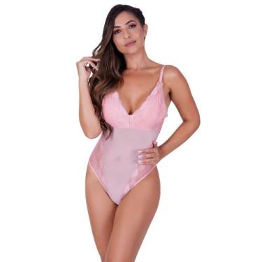 Imagem de Body Sem Bojo em Renda de Poliamida e Tule Cor:RomanceTamanho:M - MTX 