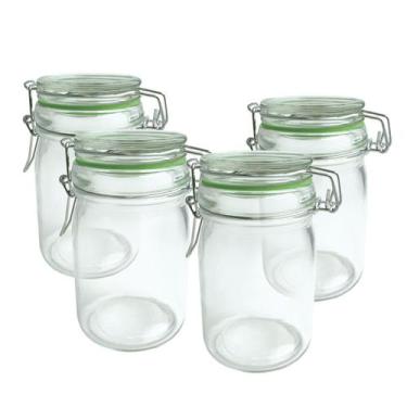 Imagem de Conjunto de Quatro Potes Hermeticos vidro com trava - 250 ML - Fackelm