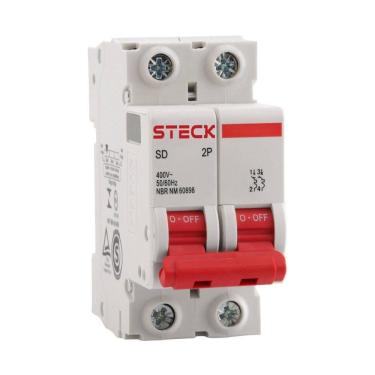 Imagem de Disjuntor Steck Din SDD62C25 - 2 Polos, 25A ,Curva C, 3kA, Branco