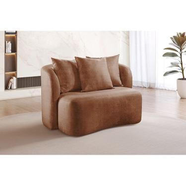Imagem de Sofá Curvo Orgânico Orion Elegância e Contemporaneidade Marrom