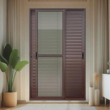 Imagem de Porta de Correr Venez. 3 Folhas Moveis 210 X 120 Elite com Fechadura T