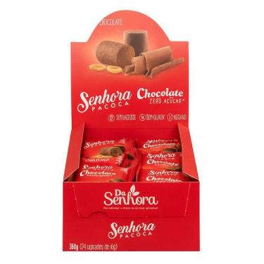Imagem de Paçoca Chocolate Zero Açúcar Vegano Sem Lactose Caixa C/ 24u - Senhora