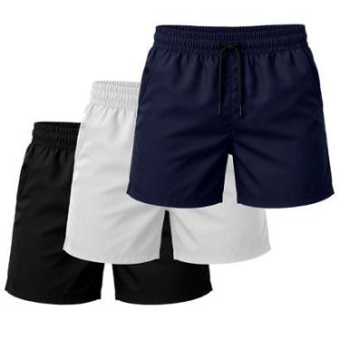 Imagem de Kit 3 Short Tactel Leve Praia Liso Academia Bermuda Masculina-Masculino