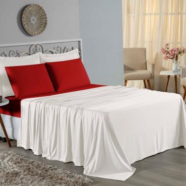 Imagem de Jogo De Cama King Nobre 4 Peças Lençol Com Elástico De 30cm De Altura Malha 100% Algodã...