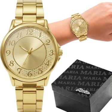 Imagem de Relogio Feminino Dourado Aço Inox Social + Caixa casual ouro analogico